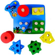 Brinquedo Encaixe Formas Mickey Pato Donald Disney Madeira
