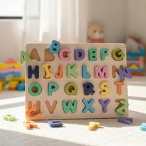 Brinquedo Encaixe Letras Números Pedagógico Educativo Montessori Colorido Para Bebês Crianças Infantil