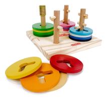 Brinquedo Encaixe Madeira Passa Círculos Educativo Cognitivo Brinquedo Encaixe Madeira Passa Círculos Educativo Cognitivo
