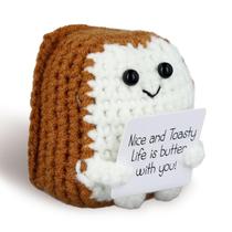 Brinquedo engraçado de energia positiva tricotada Emotional Toast Doll