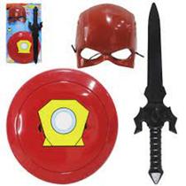 Brinquedo Escudo Máscara Espada Herói Vermelho Toymaster