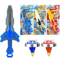 Brinquedo Espada Beyblade com 2 Piões Tornado Metal Luz LED Brinquedo Espada Beyblade com 2 Piões Tornado Metal Luz LED