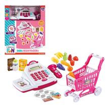 Brinquedo Faz de Conta Caixa registradora com Carrinho de Supermercado e Acessórios Creative Fun Multikids - BR2035