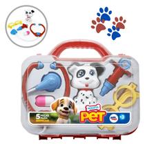 Brinquedo Faz de conta Maleta Pet Veterinário com Acessórios Pakitoys Médico Educativo Bichinhos