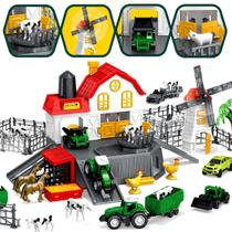 Brinquedo Fazenda C/ Trator Animais e 49 Acessórios Castela