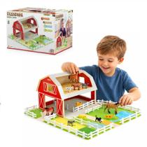 Brinquedo fazenda completa kit celeiro madeira 10 animais Brinquedo fazenda completa kit celeiro madeira 10 animais