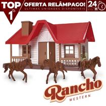 Brinquedo Fazenda Fazendinha Cavalos Rancho Estábulo Western Faz de Contas Menino Agro - Usual Brinquedos