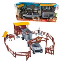 Brinquedo Fazenda Rancho+Cavalo Estábulo Acessório Adijomar