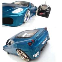Brinquedo Ferrari com Controle Remoto Led nas Rodas e Neon - Azul