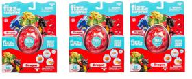 Brinquedo Fizz N Surprese Dragão Sortido Kit 3 Unidades
