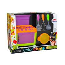 Brinquedo Fogão Plastico Color Chefs Com Panela Acessórios
