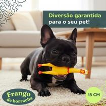 Brinquedo Galinha De Borracha 16 Cm Para Cães Apito Sonoro
