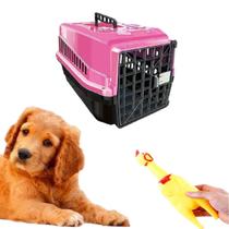 Brinquedo Galinha de Plastico Pet + Caixa Transporte N3 Rosa