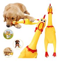 Brinquedo Galinha Vinil para Cachorro 16cm Sonoro Atóxico Pequeno Porte Interativo Cão Pet Apito Resistente Borracha Durável Divertido