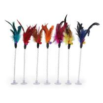 Brinquedo Gato Mola Maluca Varinha Vara Vara Gato Napi Ventosa com Penas coloridas