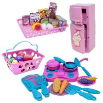 Brinquedo Geladeira Cozinha Kit Criança Mercadinho 43pç