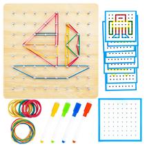 Brinquedo Geoboard HEELWIRE Montessori de madeira para crianças com cartões Brinquedo Geoboard HEELWIRE Montessori de madeira para crianças com cartões