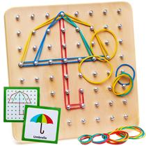 Brinquedo Geoboard Panda Brothers Montessori de madeira com cartões estampados