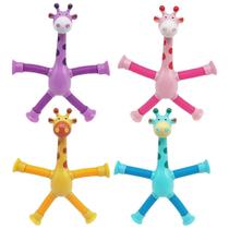 Brinquedo Girafa Pop Tube Mágica Flexível Com LED