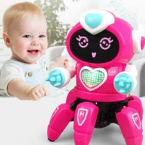 Brinquedo Grande Médio Pequeno Rosa com Som e Led Presente - Robo Lady