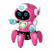Brinquedo Grande Médio Pequeno Rosa Com Som E Led Presente - Robo Lady