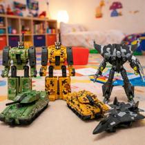 Brinquedo Guerreiro Robô Militar Transforma Carro Kit 3pçs Brinquedo Guerreiro Robô Militar Transforma Carro Kit 3pçs
