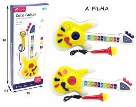 Brinquedo guitarra infantil com microfone musical com luzes e som