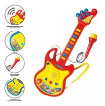 Brinquedo Guitarra Musical Infantil Com Microfone Luz E Som