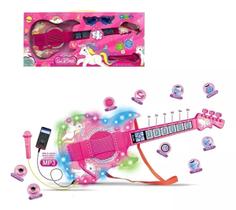 Brinquedo Guitarra Musical Unicórnio Com Óculos e Microfone