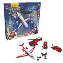 Brinquedo Helicoptero + Avião + Carrinho + Placas de Sinalização Missão Resgate - BS Toys