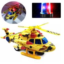 Brinquedo Helicóptero Bombeiro Policial com LED, Som e Música