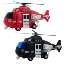 Brinquedo Helicóptero Resgate Polícia ou Bombeiro c/ Luz e Som