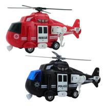 Brinquedo Helicóptero Resgate Polícia Ou Bombeiro C/ Luz Som