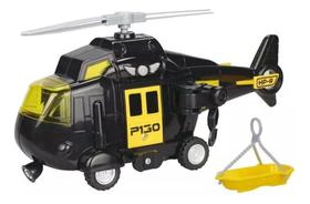 Brinquedo Helicóptero Resgate Polícia Ou Bombeiro de Fricção C/ Luz Led e Som - Shiny Toys
