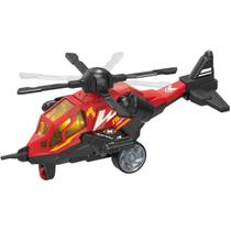 Brinquedo Helicóptero Vermelho de Fricção Blue Sky Som e Luz