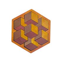 Brinquedo hexagonal de madeira Tangram Puzzle para crianças