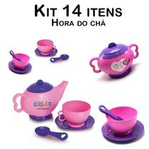 Brinquedo Hora do Cházinho Faz de conta Menina Rosa 14pç