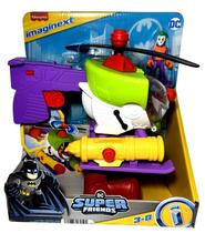 Brinquedo Imaginext Robo Copter Dc Super Friends Helicóptero Se Transforma Em Robô Acompanha Mini Boneco Vilão Coringa Fisher Price