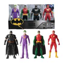Brinquedo Infantil 4 Bonecos Colecionáveis DC Coringa, Robin, Batman e Flash 15Cm Sunny - 004180