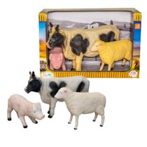 Brinquedo Infantil Animais Kit Fazendinha Vaca Ovelha Porco