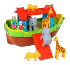 Brinquedo Infantil Arca de Noé para Montar com 2 Bonequinhos e 6 Animais