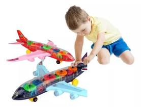 Brinquedo infantil avião Com Som Luzes Coloridas A-380 Bate e Volta Aviãozinho