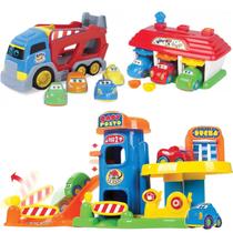 Brinquedo Infantil Baby Garagem + Posto Gasolina e Caminhão