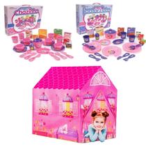 Brinquedo Infantil Barraca da Princesa Com Kit Chá e Jantar