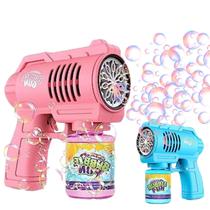 Brinquedo Infantil Bazuca Com Luz de Led Automática Lança Bolha De Sabão Para Menino e Menina - Bubble Gun