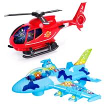Brinquedo Infantil Bebês Avião e Helicóptero Eletrônicos Bate Volta