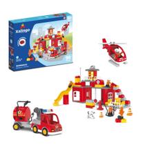 Brinquedo Infantil Bloco de Montar Grande Bombeiros 90 Peças Xalingo - 68298