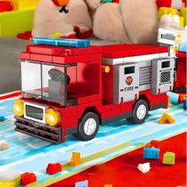 Brinquedo Infantil Blocos de Montar Bombeiros com 100 Peças