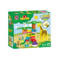 Brinquedo Infantil Blocos de Montar Cubic Jr Mundo Animal 26 Peças Multikids - 52547