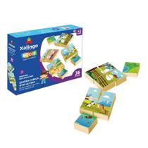 Brinquedo Infantil Blocos Quebra-Cabeça Sítio Alegre 36 Peças Xalingo - 52732